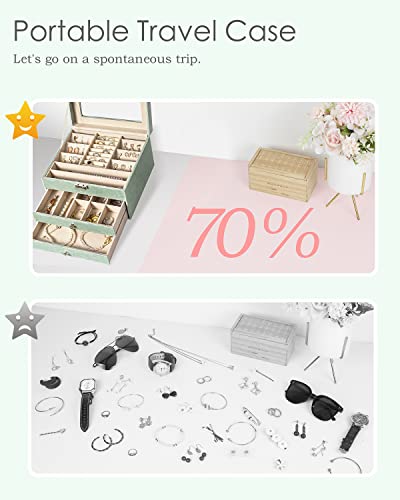 Jewelry Box For Women, Jewerly Case With 2 Drawers, Leather Design Lockable Jewelry Case With, For Necklaces, Earrings, Rings, Bracelet, Gift For Loved Women #TOP4