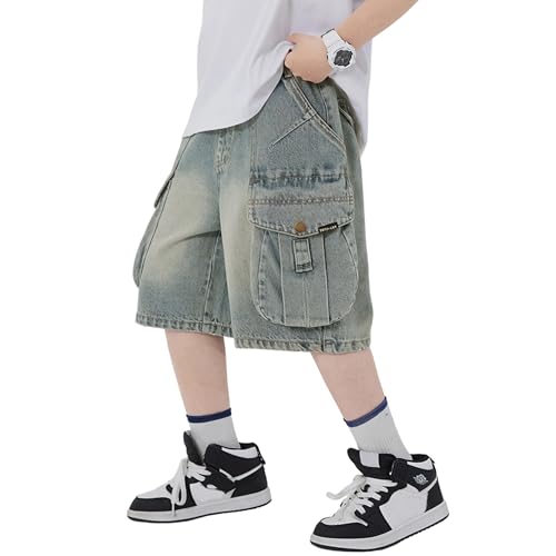 Pantalones cortos vaqueros para niños con cintura elástica que evita rozaduras en verano