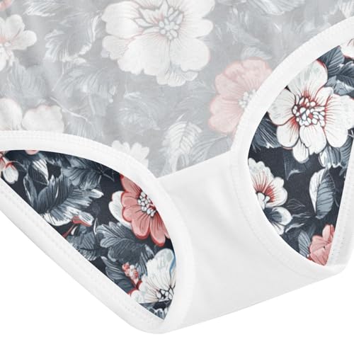 ZZKKO Rendering Flower Vintage Girls Underwear Toddler Panties for Girls Comfort Brief Size 2T-8Y4
