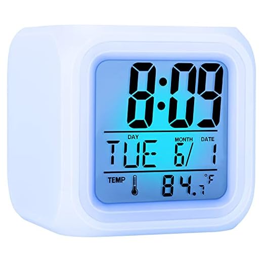 Alarm Clock with 7 Color Changing Night Light, Digital Kid Alarm Clocks with Snooze, Wake Up