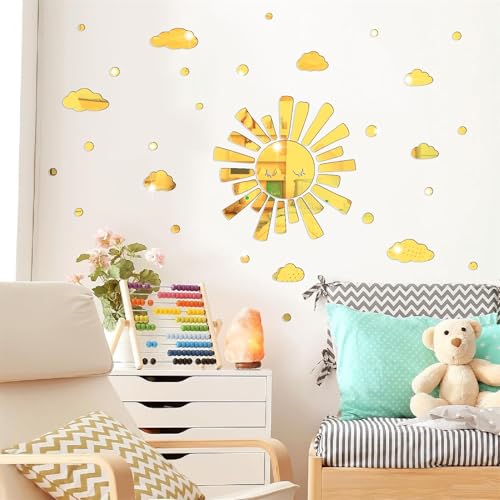 Vinilos Decorativos Sol y Nubes con Espejo Acrílico 3D miniatura 3
