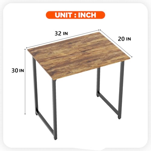 Image of PayLessHere | 32 Inch Computer Desk | Brown | Office Desk with Metal Frame, Adjustable Feet | Water-Resistant, Scratchproof Surface | Sturdy Writing Table for Home Office or Study | Pack of 2