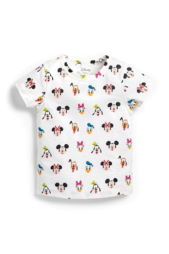 MONICA + ANDY Short Sleeve Crewneck T Shirt Size 4T Mickey + Friends on White 100% Organic Toddler Clothes for Girls and Boys Sustainable Super Soft Fabric Sizes for Kids Toddler & Infant