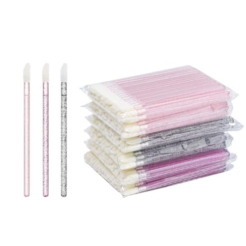 ANNAFRIS 300 Stück Lippenpinsel Make-Up Lippenstift Lippenbürste Applikator Concealer Wimpern Stäb (Lip Brush-B Crystal)