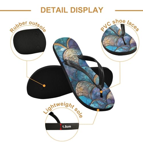 Blue Purple Mermaid Scale Beach Summer Casual Flip Flop Sandals Non-Slip Quick Dry for Women Men 214B30962