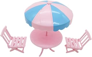 SEWACC 1 Conjunto De Mesa E Cadeiras De Lazer Mini Bonecas Móveis De Casa De Bonecas Conjunto De Tanque De Peixes DIY Cadeira De Praia Brinquedos Mini Acessórios De Praia À Beira-Mar