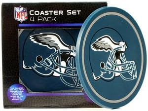 NFL Philadelphia Eagles Helmet Logo Coasters (4-Pack), Teal, 4.5