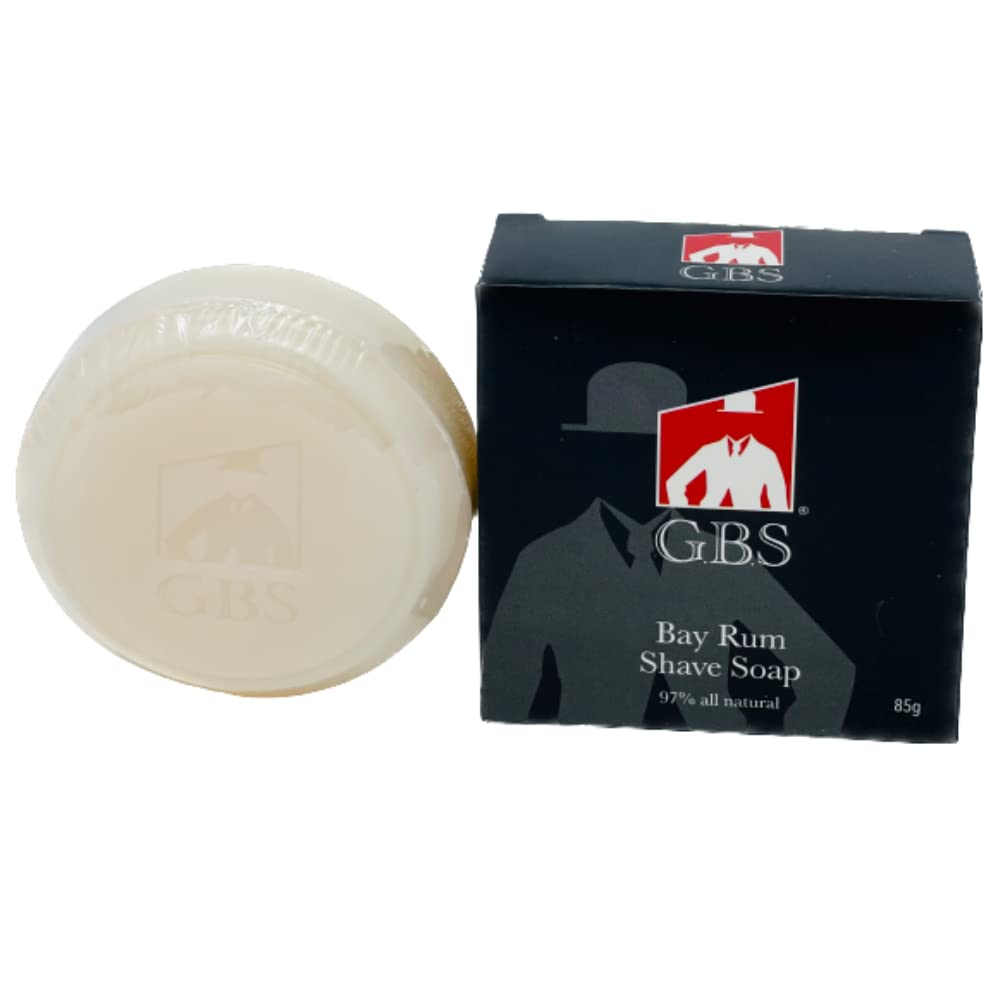 G.B.S - Jabón de afeitar 97% natural: crea una espuma abundante para una experiencia de afeitado húmedo (paquete de 3 Bay Rum)