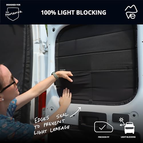 VanEssential Insulated Stealth Blackout Rear Door Window Covers Designed for RAM Promaster Bare Metal Window Frame Van Years 2014 to Current Model (Pair) - Black by VanEssential - Image 3