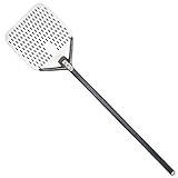 Die Oberfläche ist sehr glatt: Der Kopf der Pizzahaut besteht aus Edelstahl und der Griff aus strapazierfähigem eloxiertem Aluminium. Nicht nur für Pizza, sondern auch zum Entfernen von Brot, knusprigen Sandwiches oder anderen Backwaren in einem traditionellen Ofen, Holzofen oder Ofen.