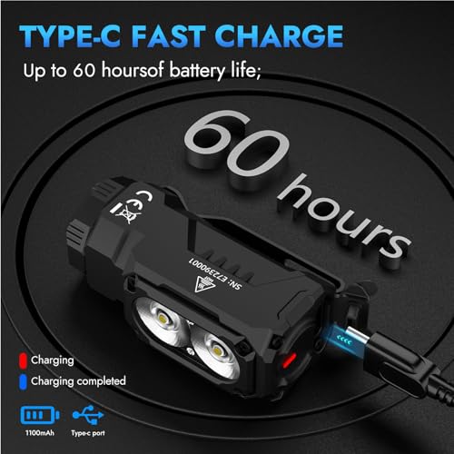 WUBEN E7 1800 Lumen Rechargeable Mini Flashlight with Magnet - Super Bright 6 Modes EDC Flashlight, Typ-C Rechargeable LED; IP68 Pocket Flashlight for Headlamp Use, Rescue, Camping
