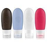 Leak Proof Travel Bottles, IEKA Refillable Silicone Travel Containers,Travel Accessories for Carry On Luggage, Perfect for Liquid Toiletries (3oz,4Pack)