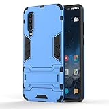 mhhq huawei p30 custodia, 2 in 1 armour hybrid dual layer armatura defender pc + tpu custodie case cover con supporto per huawei p30 -light blue