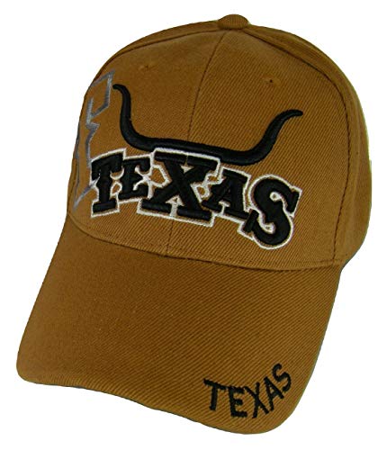 Texas Longhorn & State Flag Adjustable Baseball Cap (Burnt Orange)