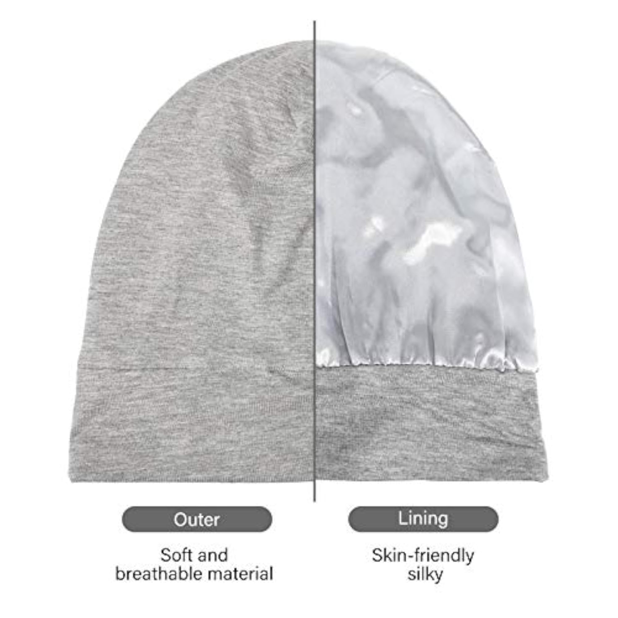 2 Pieces Satin Lined Sleep Caps, Adjustable Bonnets