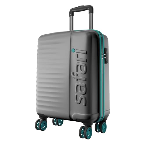 Safari Cabin Insignia 8 Wheels 55cm Size Trolley Bag, TSA Lock, Hard Case Polycarbonate, 360º Wheeling Carry-on Luggage, Travel Bag, Suitcase for Travel, Trolley Bags for Travel, Gun Metal