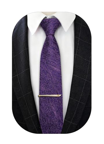 Image of Barry.Wang Skinny Ties for Men Cashmere Wool Blend Necktie with Tie Clip