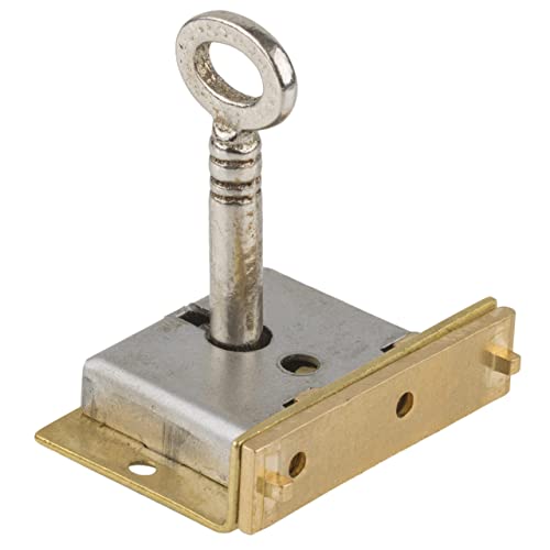Small Brass Half Mortise Chest Or Box Lock W/Skeleton Key | S-8 (With One Key) #TOP2