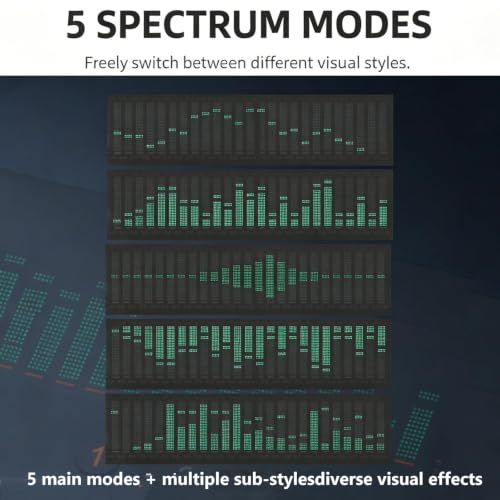 Analizador de espectro de audio con 2 efectos de visualización y control remoto 6