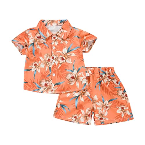 Conjunto hawaiano transpirable de dos piezas con camisa de botones para niños activos #201