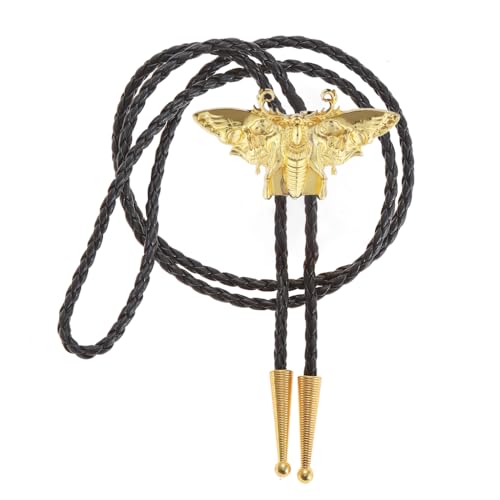 Image of Western Cowboy Bolo tie for Men Women Gold Silver Death Skull Moth Cross Bolo Tie Christmas Deer Rooster Wolf Necktie Gift