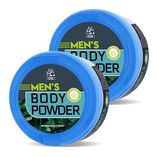 Organic Body Powder for Men, Anti-Chafing & Odor Control for Sensitive Skin & Groin Area, Talc Free with Aloe & Zinc Oxide, Soft Soothing Skin with Puff, Gift Share & Self Care, 5oz-2pack Great Value