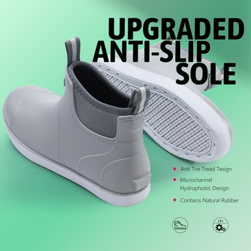 Image of Men's Deck Boots Waterproof Rain Boots Slip On Fishing Booties Ankle Booties Chelsea Boot Men botas para hombre for Gardening Fishing Boating Camping Sailing Gery