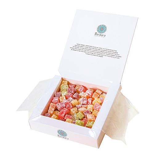 Marmara Fruit Flavored Mini Turkish Delight Candy Mix Of Lemon, Tangerine, Satsuma, Mint, Blackberry, Strawberry And Rose Confection Candy Assortment | Gluten Free And Vegan Candy Dessert 125 Gram #TOP2