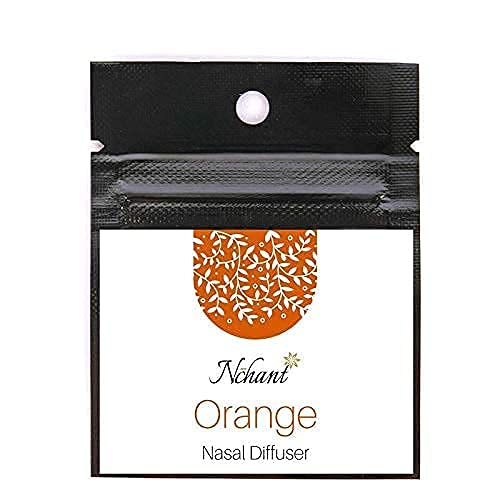 Nchant Orange Nasal Diffuser in a Zipper Pouch | Refillable Essential Oil for Long Lasting & Pleasant Fragrance for Anytime Anywhere Use