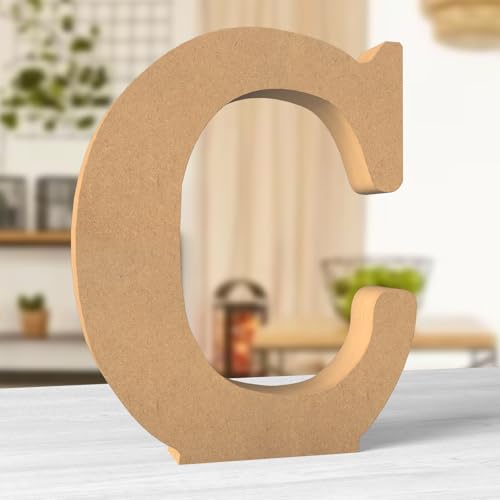 Aruatu 12 Inch Balsa Wooden Letters Unfinished Wood Letters for Wall Decor Decorative Standing Letters Large Letters for wall Decoration for Craft Home Party Projects (C)