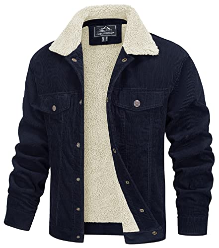 Image of MAGCOMSEN Men's Corduroy Jacket Winter Sherpa Lined Warm Thick Trucker Cargo Coat with 5 Pockets