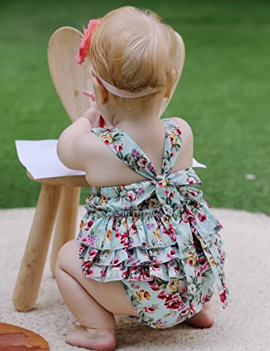 Baby Girl's Floral Print Ruffles Romper Summer Clothes3