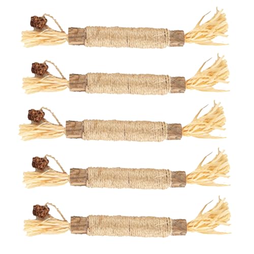 SunGrow Silvervine Sticks with Gall Fruit for Cats, Delicious Pet Snack for Kittens, Rabbits, Dogs, Oral Care Companion, Teething Chews, Chewing Treats with Bell, 7.7” (h) x 0.8 “(w), 5 Pieces