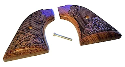 Premium Gun Grips Compatible Replacement Heritage Arms Rough Rider Carved Scroll Rosewood Grips Gold Rush Model .22 & .22 mag
