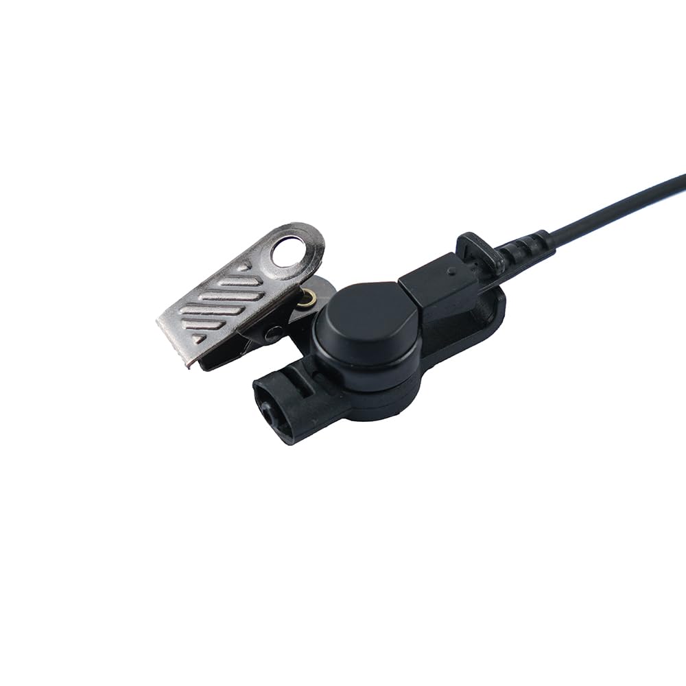 Auricular de 3,5 mm para radio, cable en espiral con cable con tubo acústico A3 y auriculares de repuesto transparentes medianos, compatible con Motorola Kenwood ICOM (negro, paquete de 4)