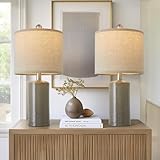 G-SAFAVA 20.25' Small Table Lamps Set of 2 Modern Ceramic Lamps for Living Room Farmhouse Bedside Lamps Boho Lamps for Night Stands Grey Bedroom Lamp Side End Table Lamps