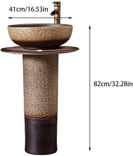 Bathroom Countertop Vessel Sink Household Pedestal Sink Wash Basin Ceramic Floor-standing Pedestal Sink Vanity