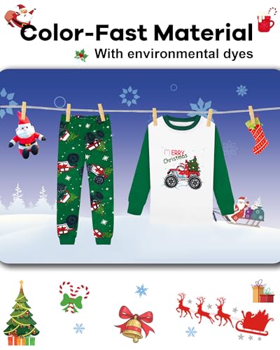 Image of DAUGHTER QUEEN Boys Pajamas 4 Pieces Long Set 100% Cotton Sleepwear Size 18 Months-12 Years