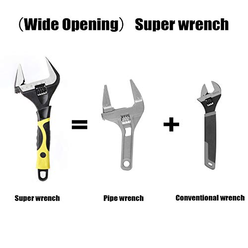 GETUPOWER 10-Inch Adjustable Wrench, Black Oxide Finish, Wide Opening Ultra-thin Adjustable Wrench, Chrome Vanadium Alloy Adjustable Spanner and Pipe forceps