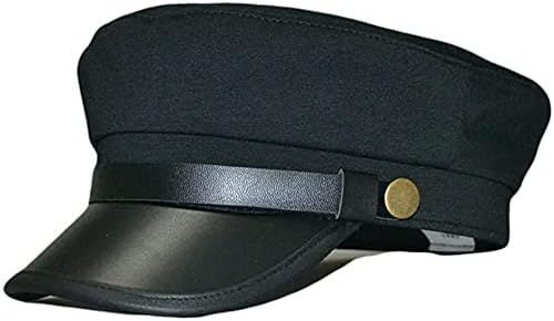 Chauffeur Cap Unisex Peaked Hat Driver Hat Classic British Flat Top Fisherman Hat Vintage Newsboy Cap for Men and Women Black