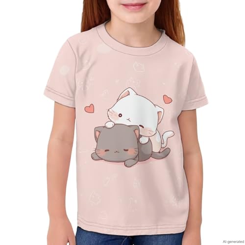 Image of WELLFLYHOM Kids Tshirts Girls Boys Short Sleeve Crewneck Tees Shirts Casual Sport Pullover Tops Size 3-16 Years