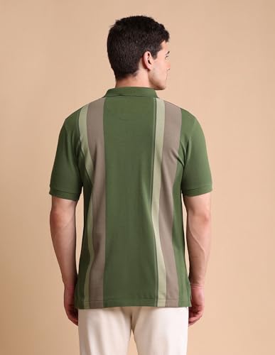 Image of U.S. POLO ASSN. Men Cotton Colourblocked Slim Fit Polo Shirt