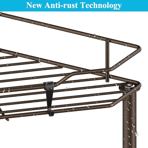 Image of HuggieGems 5 Tier Floor Standing Corner Shower Caddy Organizer Shelf with Hooks, Bathroom Shelves Stand Rack, Bronze
