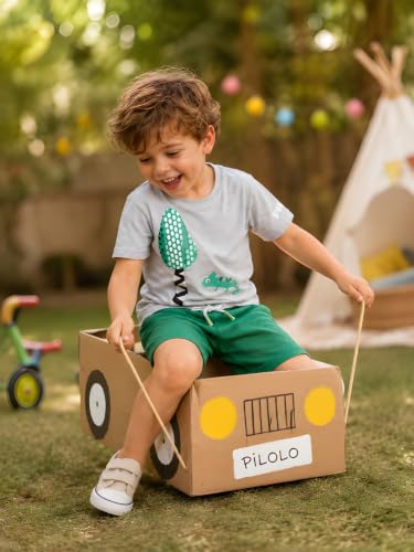 Image of Pilolo Kids Soft Cotton Terry Lycra Adjustable Drawstring Pocket Shorts for Boys