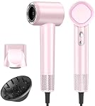 Hair Dryer,160000 RPM High-Speed Brushless Motor with 500 Million Negative Ions for Fast Drying, Low Noise Thermo-Control Blow Dryer with Magnetic Diffuser & Nozzle,Lightweight for Home,Travel (Pink)