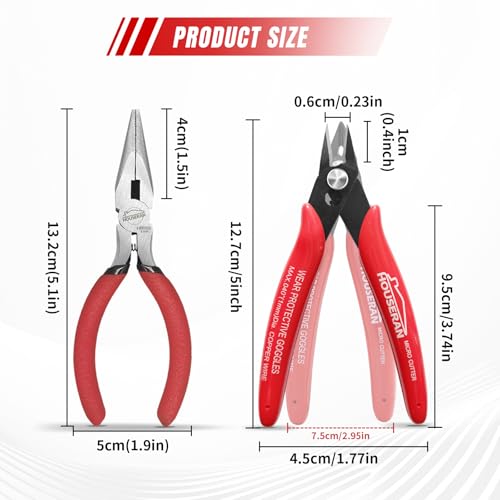 Image of 2PCS Wire Cutters & Mini Pliers Set for Hobby Crafts Electronics