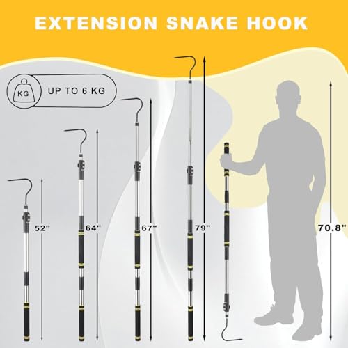 Image of Snake Hook, Stainless Steel Snake Hook and Reptile for Controlling, Moving,Or Catching Snakes 52 inch-79 inch