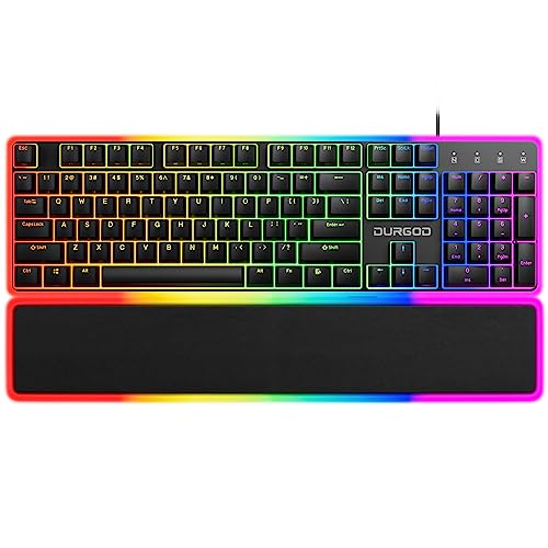 Durgod Tgk 021 Mechanical Gaming Keyboard, Rgb Backlit And Magnetic Wrist Rest, Kailh Turbo Gaming Red Switch, Durable Pbt Keycap And Hot Swappable With 104 Keys, Full Size Wired Keyboard For Pc Mac #TOP2