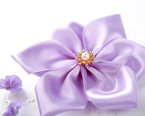 Purple Flower Hair Clip with Clip On Earrings for Women Halloween Costume Accessories Headpiece for Isabella4
