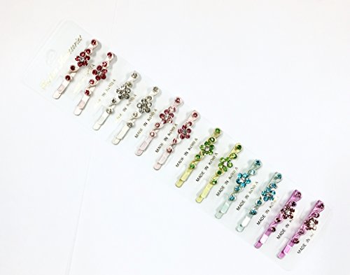 12 Pieces Set With 6 Different Color Rhinestone Bobby Pin BP-04
